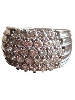 Diamonique Vintage QVC CZ Cluster Band Sterling Silver Ring Sz 5